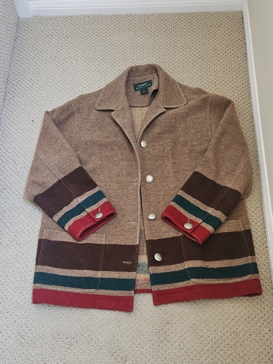 Ralph Lauren Jackets & Blazers - Vintage Ralph Lauren Brown Wool Blend Striped Trim Jacket - Red & Teal Accents
